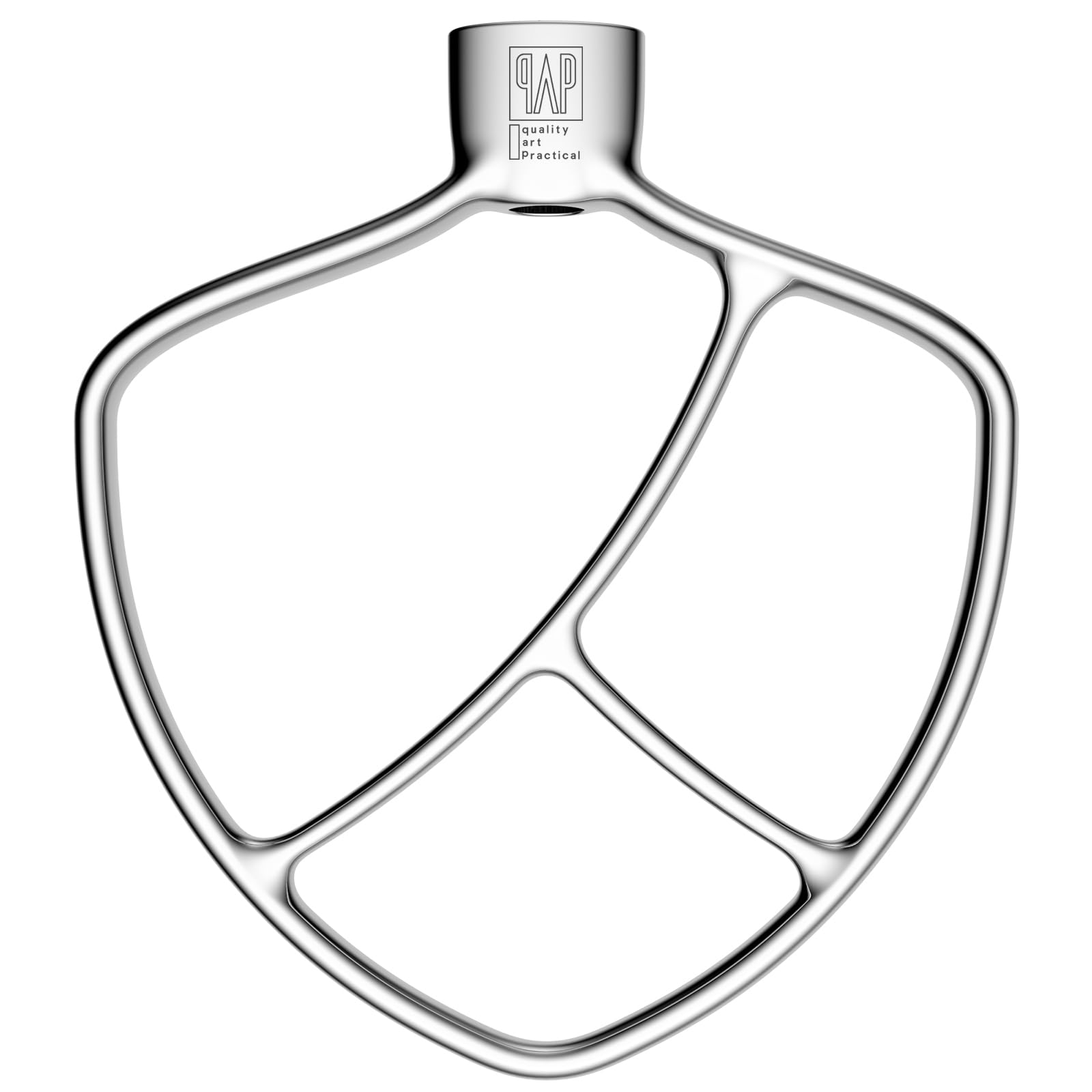 qAp Quality Art Practical flat beater for KitchenAid 5Plus and 6Qt bowls, polished stainless steel.