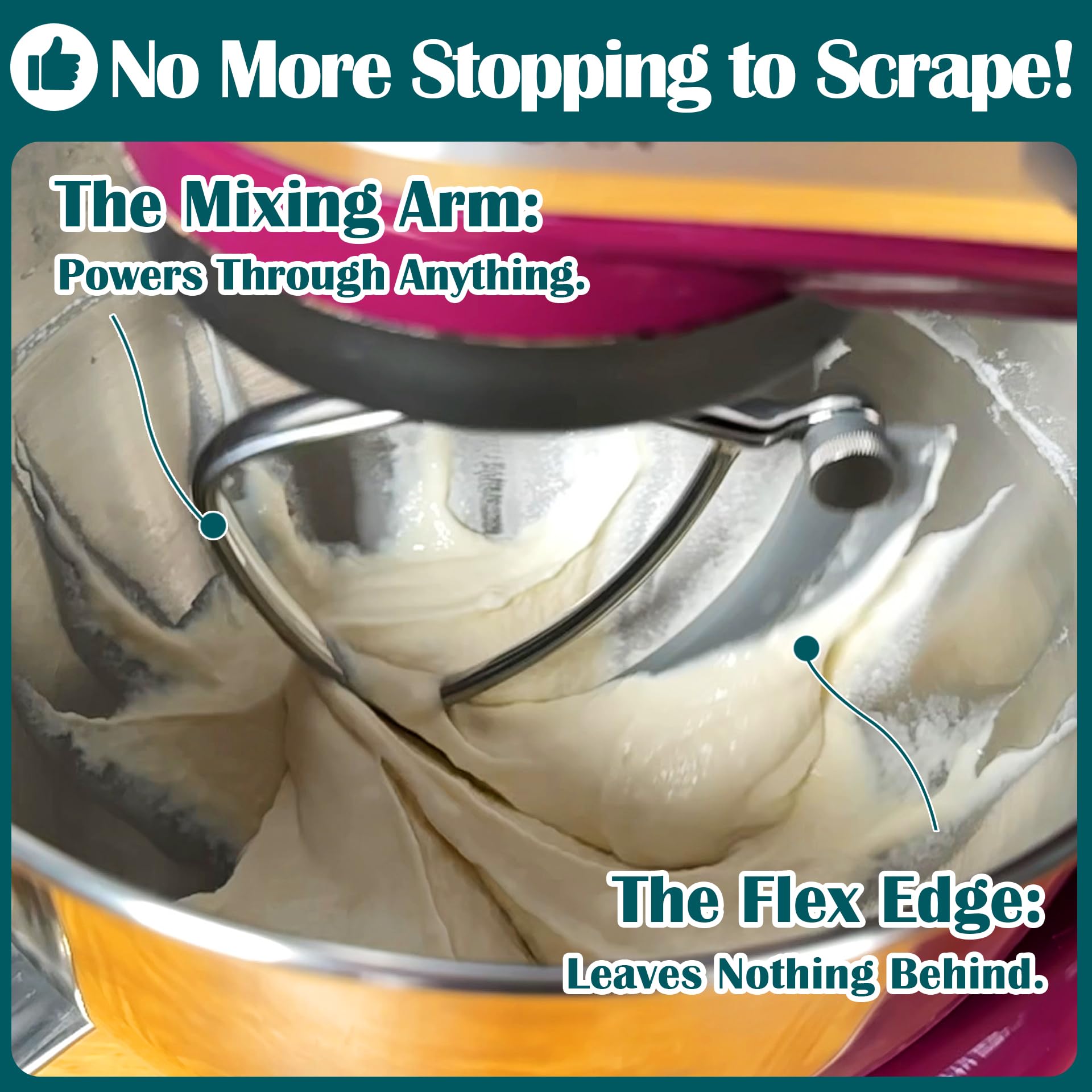 qAp Flex Edge Beater Pro FEB5 thorough mixing action without stopping.