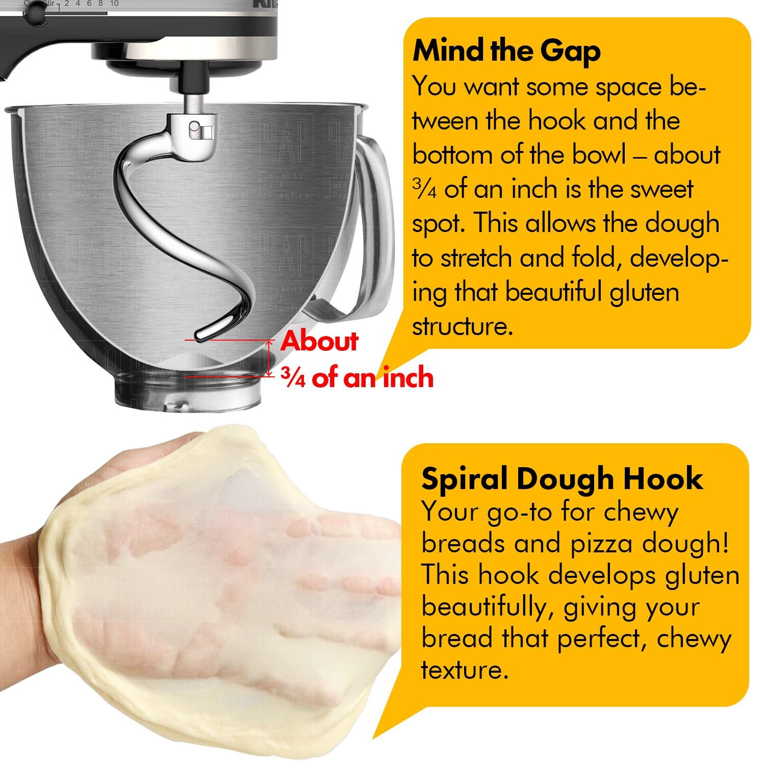 qAp Quality Art Practical KitchenAid-compatible dough hook for heavy-duty series