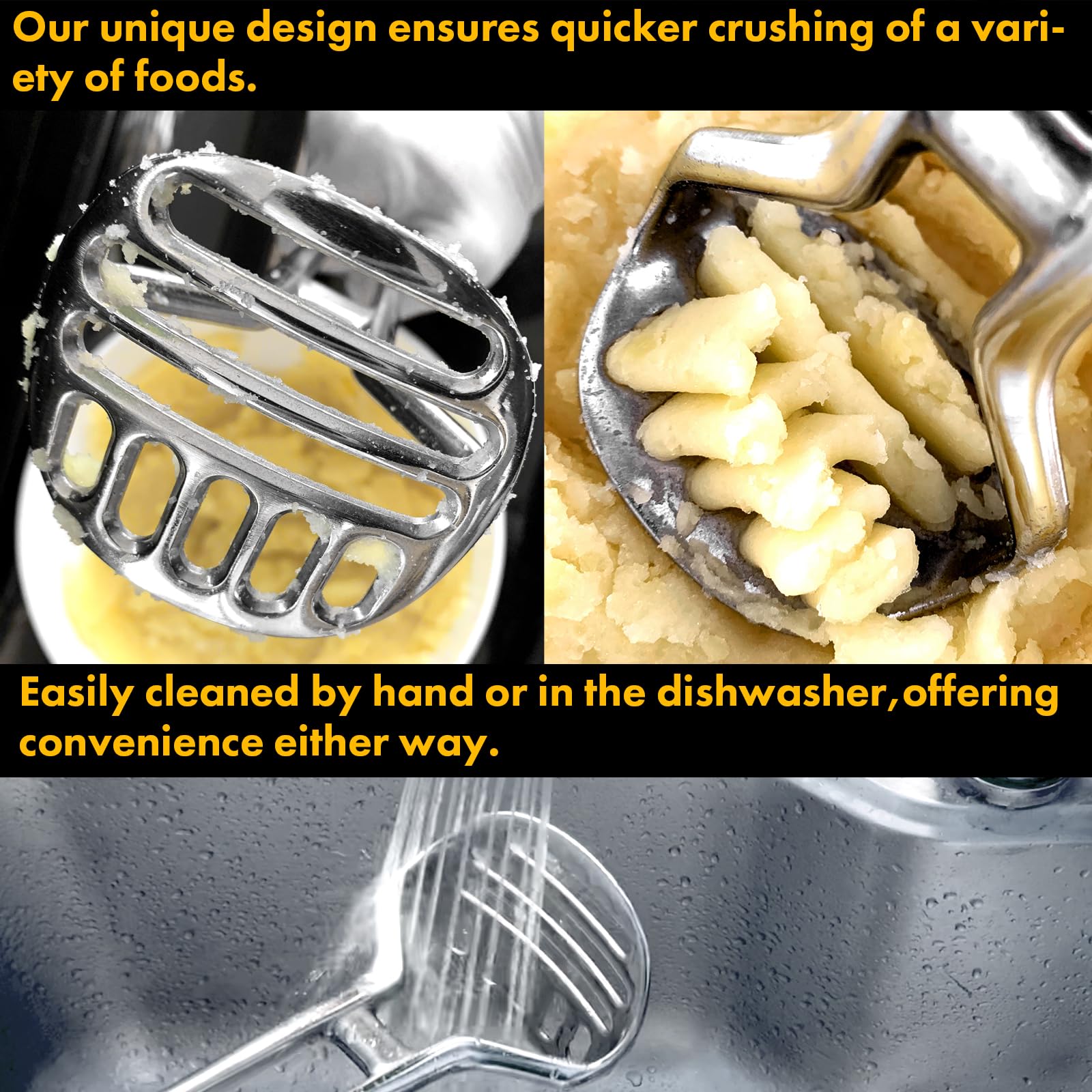 qAp Quality Art Practical masher is dishwasher-safe for quick cleanup