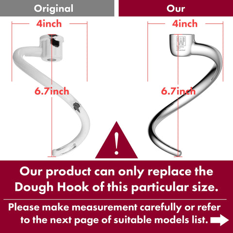 qAp Quality Art Practical dishwasher-safe dough hook for easy cleanup after baking.