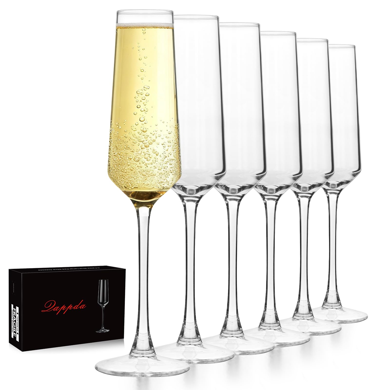 QAPPDA champagne flutes in premium gift packaging, ideal for gifting.