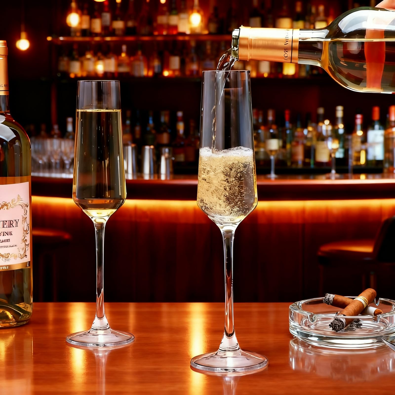 QAPPDA champagne flutes shine in home bars and at parties.