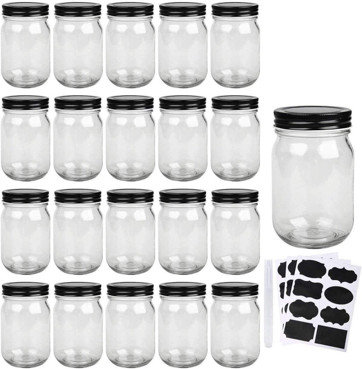 QAPPDA 12 oz mason jar in clear glass for visible contents and versatile storage