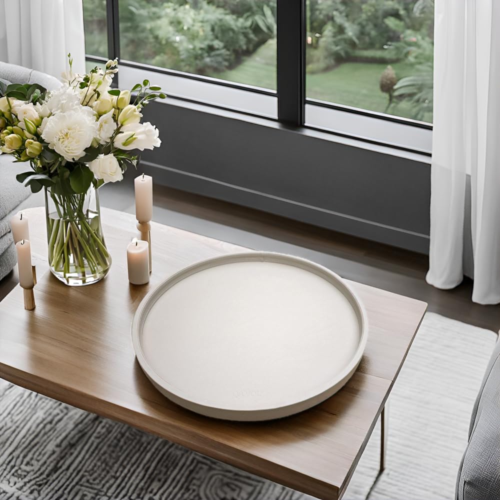 QAVOL beige leather tray on living room table offers organized decor.