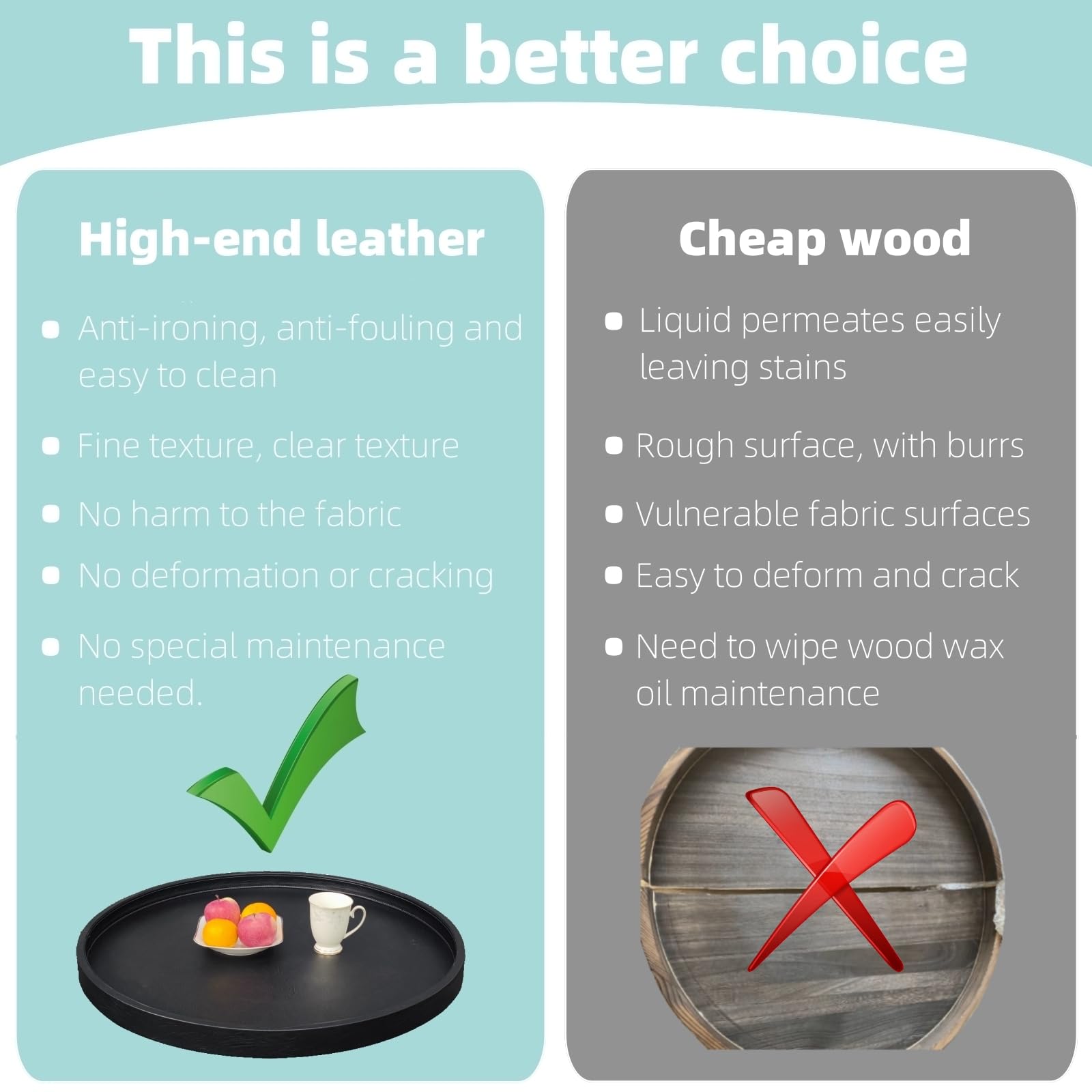 QAVOL leather tray is easy to clean and heat resistant for daily use.