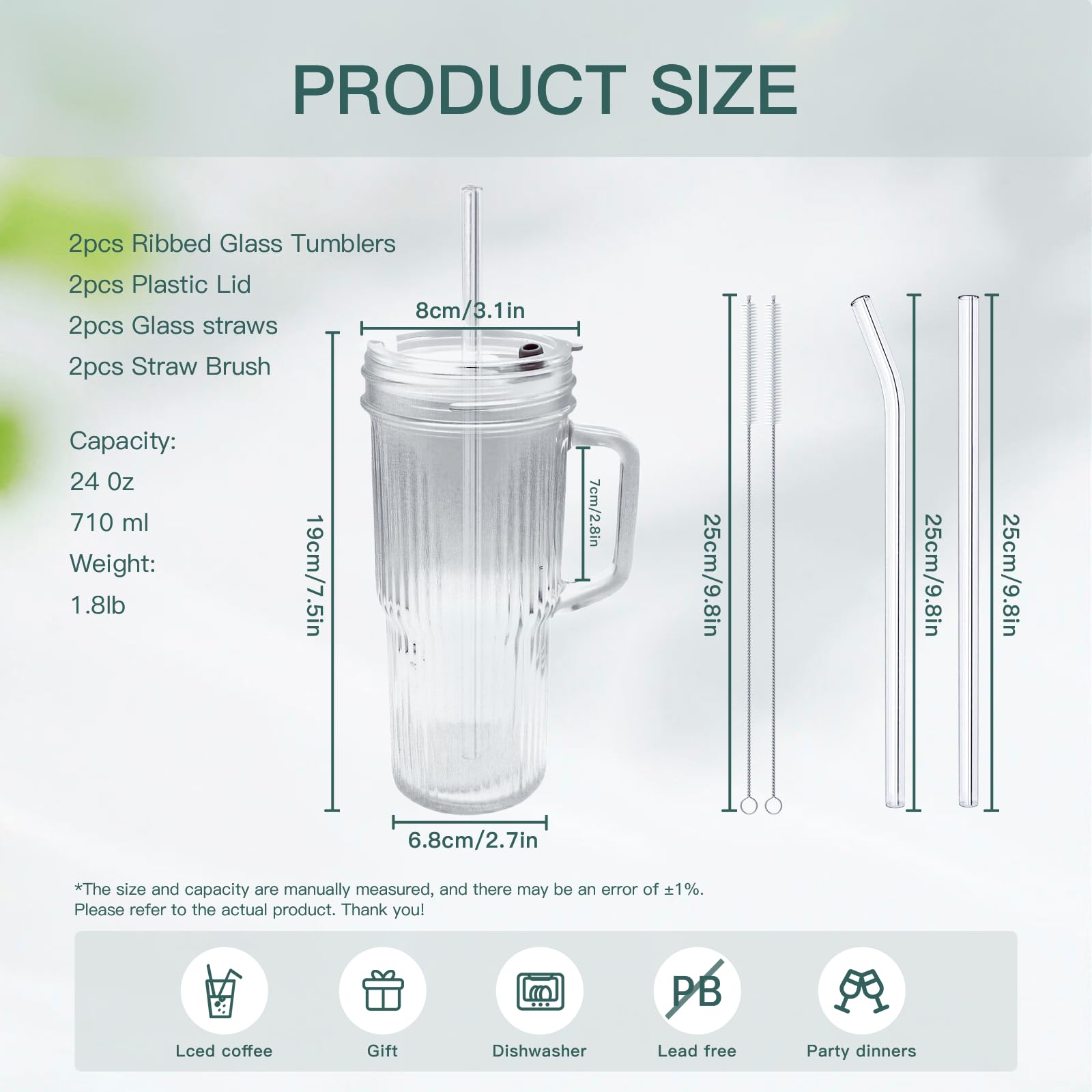 QBrBk 9.84-inch glass straw reaching the bottom of iced coffee.