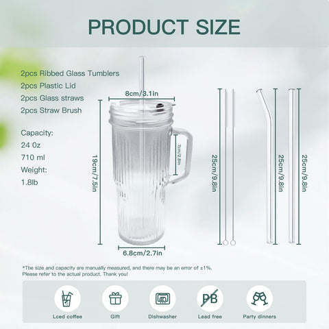 QBrBk 9.84-inch glass straw reaching the bottom of iced coffee.