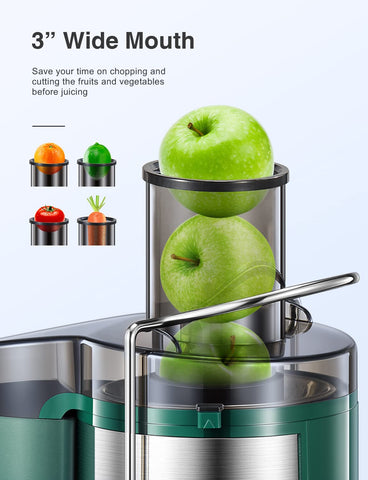 QCen Juicer display with dual-speed control for soft and hard produce.