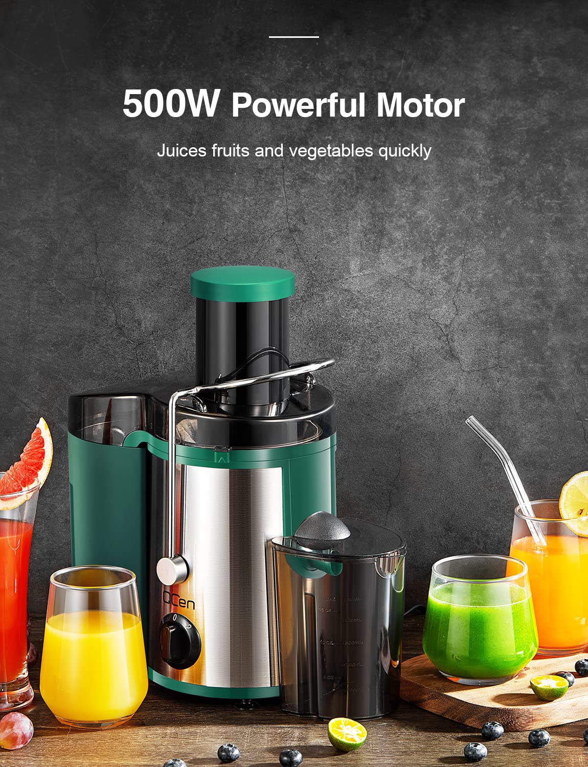 QCen Juicer detachable parts simplify cleaning after juicing sessions.