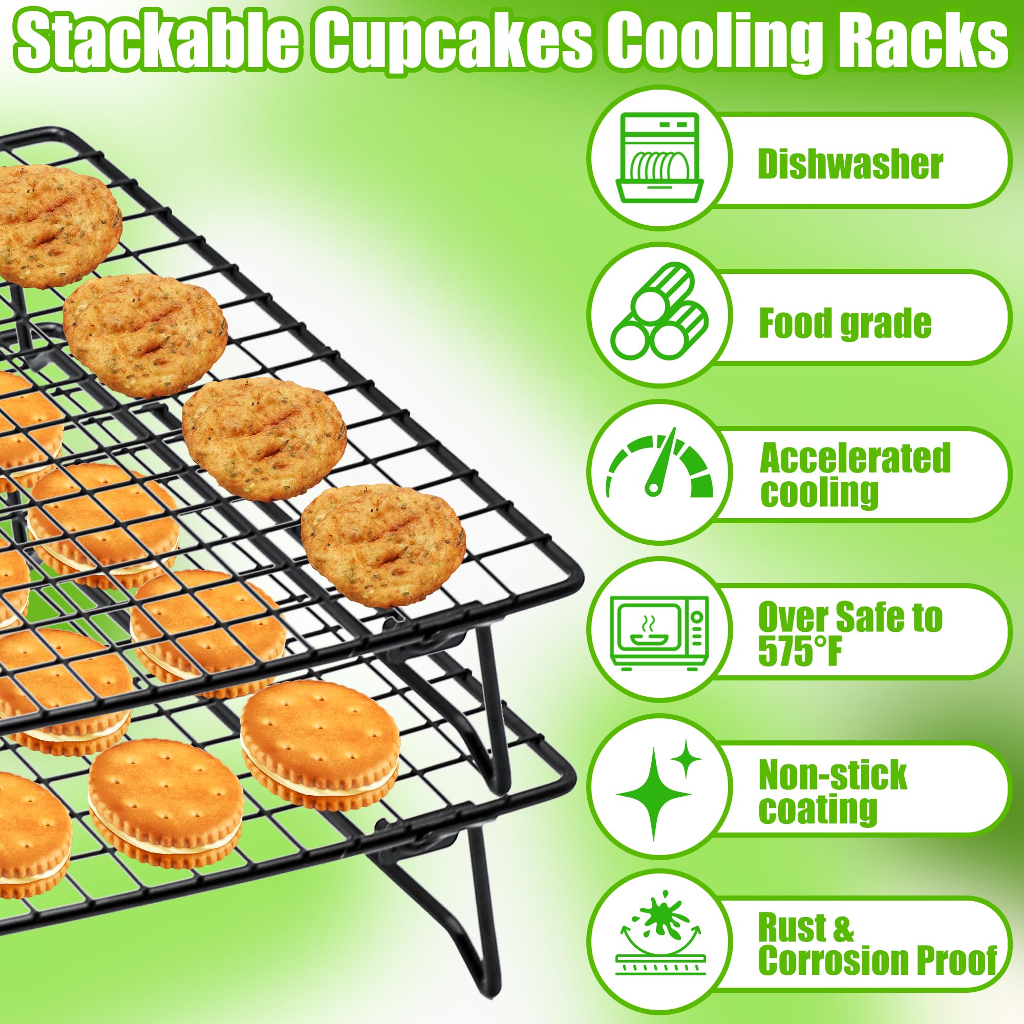 QCCTPUU two-tier cooling rack for organized, even cooling.