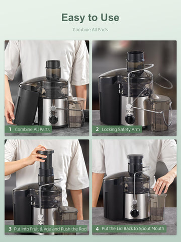 QCen juicer detachable parts for quick cleaning