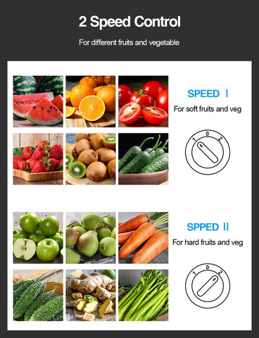 QCen dual-speed control handles soft and hard produce.