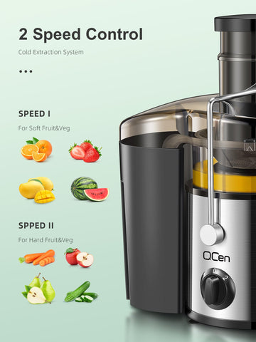 QCen juicer dual-speed control for soft and hard produce