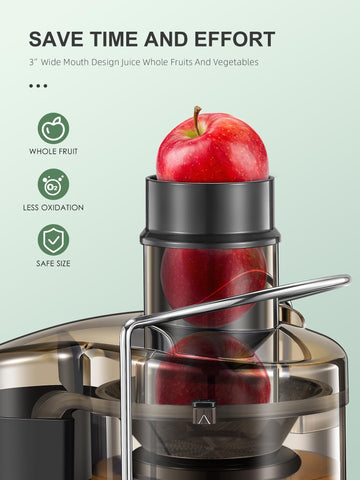 QCen juicer wide mouth 3 inch for easy, quick prep