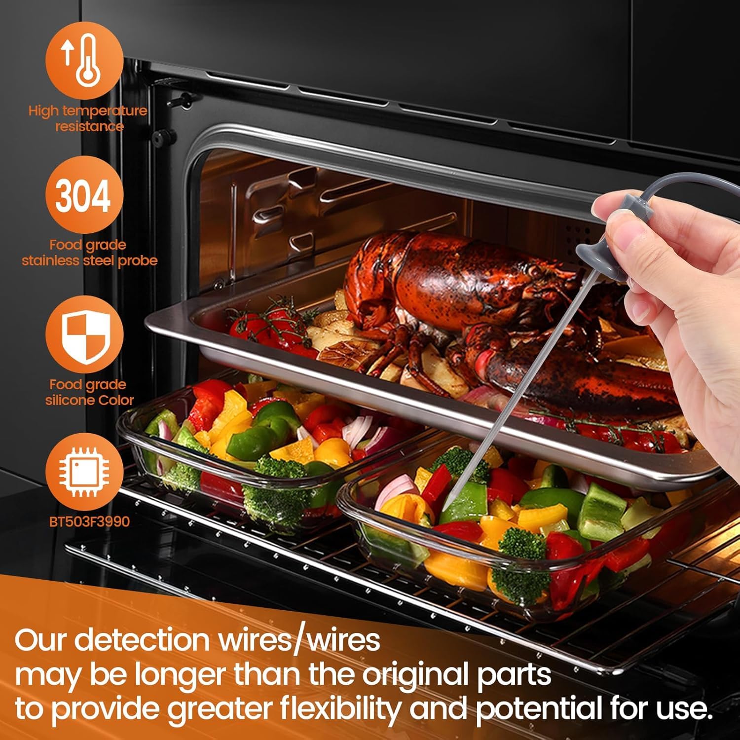 QDYXPXWH WB20T10024 probe features 21-inch length for easy oven reach