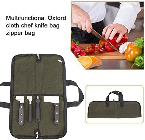 QEES knife case easy-carry handle makes moving between kitchen, class, or campsite simple.