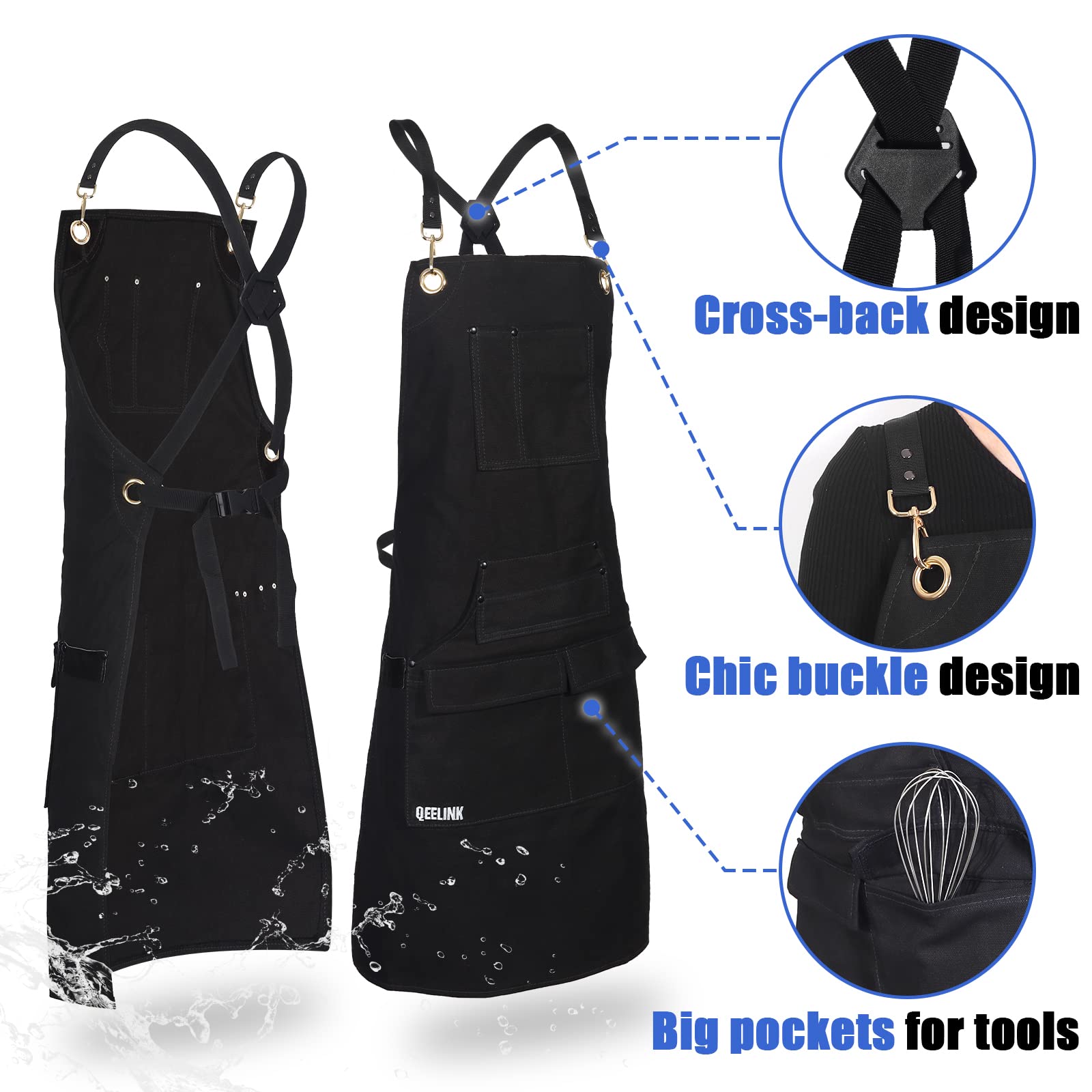 QeeLink 10-pocket layout keeps tools organized and within reach in busy kitchens.