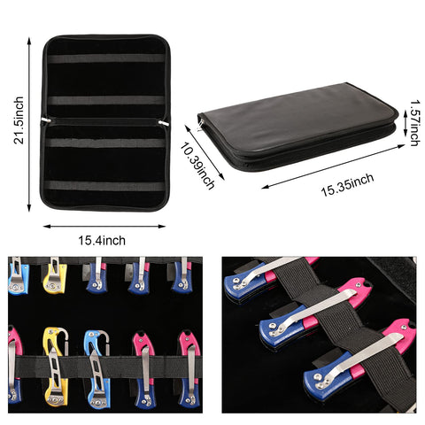 QEES Knife Case opened layout shows 32-slot organization for knives and tools