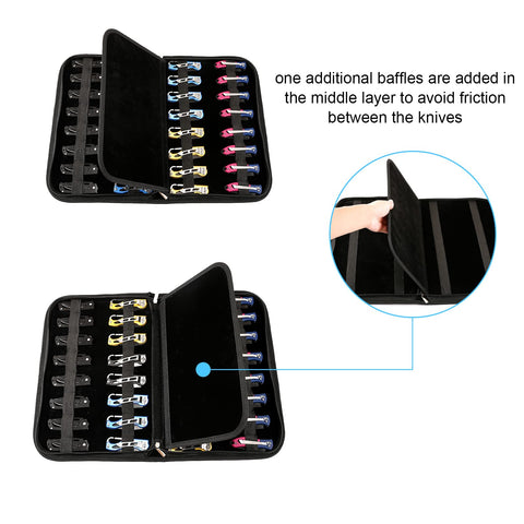 QEES Knife Case premium PU leather exterior protects blades and surfaces