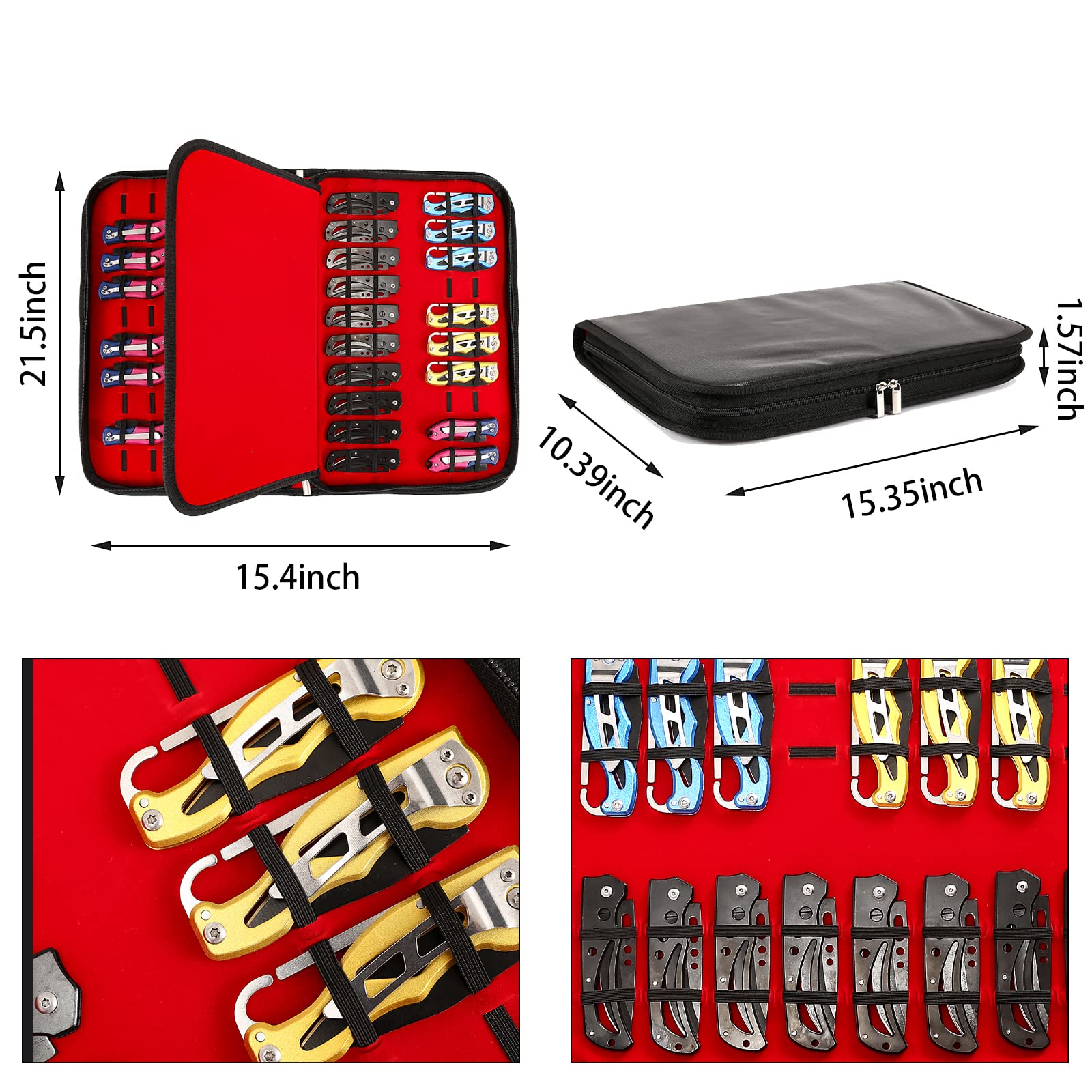 QEES knife display case padding detail protecting blades during storage
