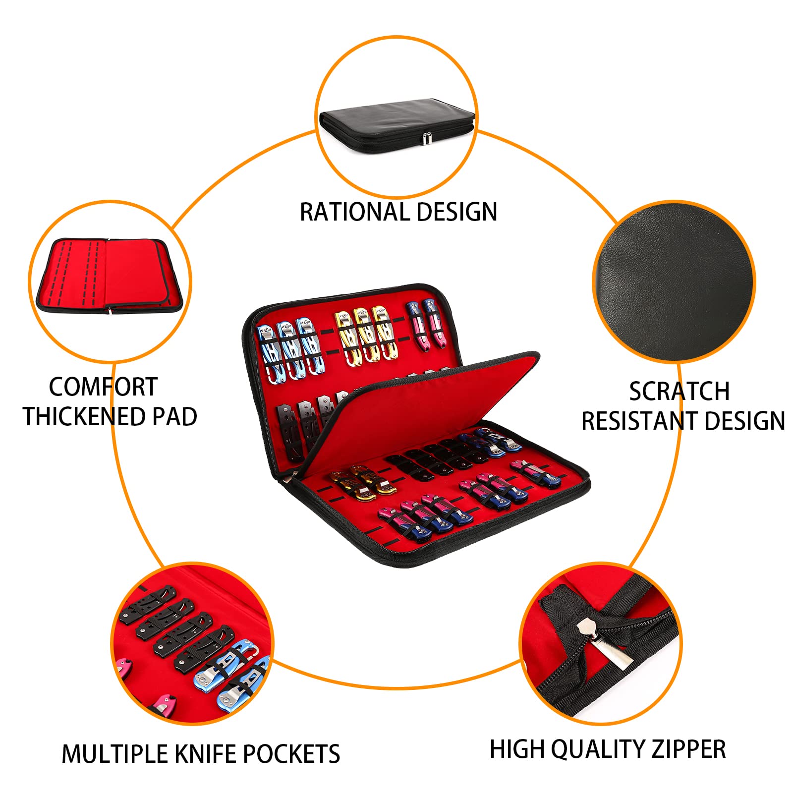 QEES knife display case PU leather finish combines durability and style