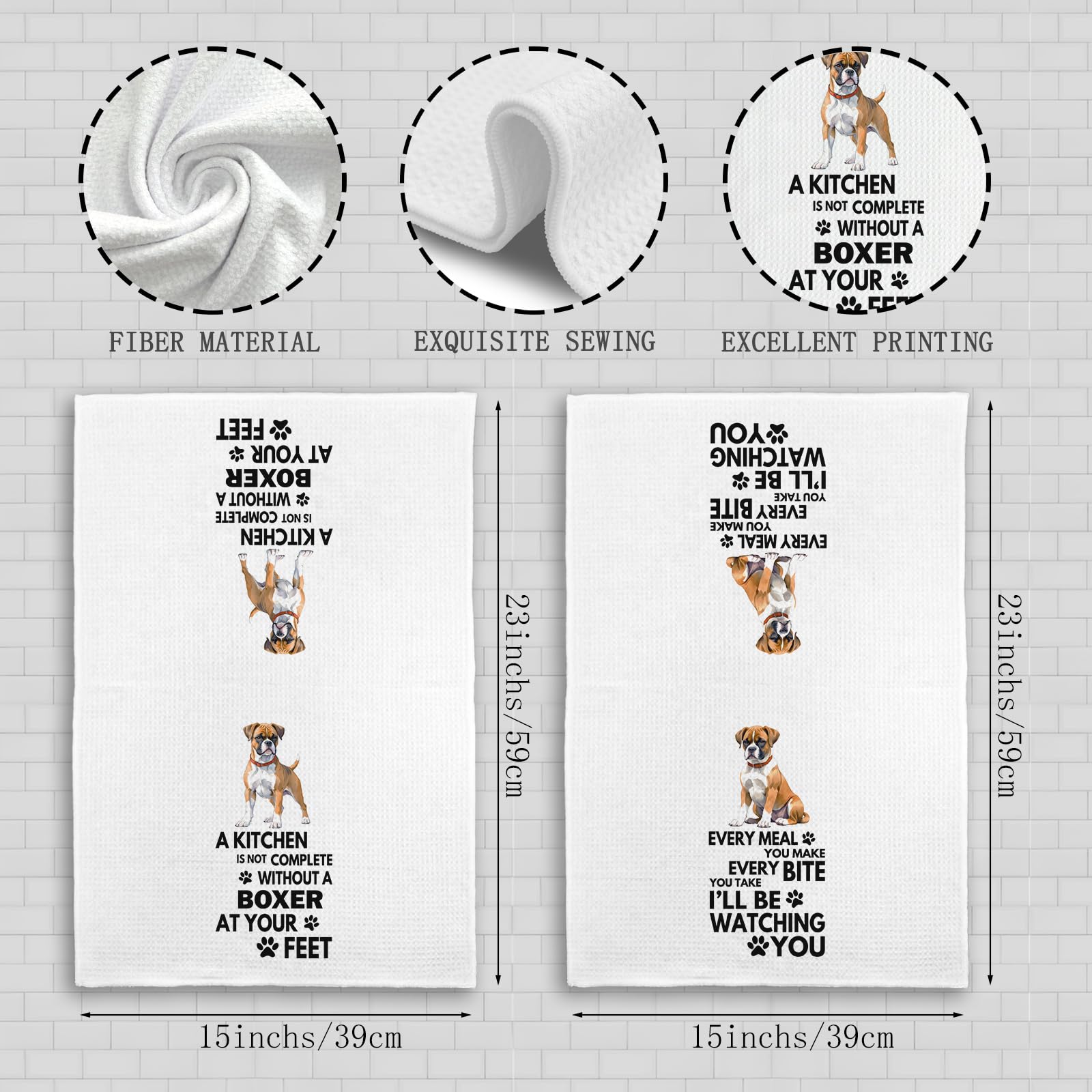 Qeheb Boxer Dog dining table towel adds decorative touch and practicality