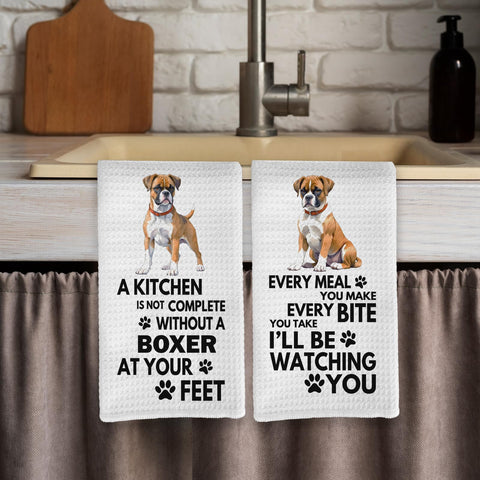 Qeheb Boxer Dog multiuse towel suits oven, sink, and table