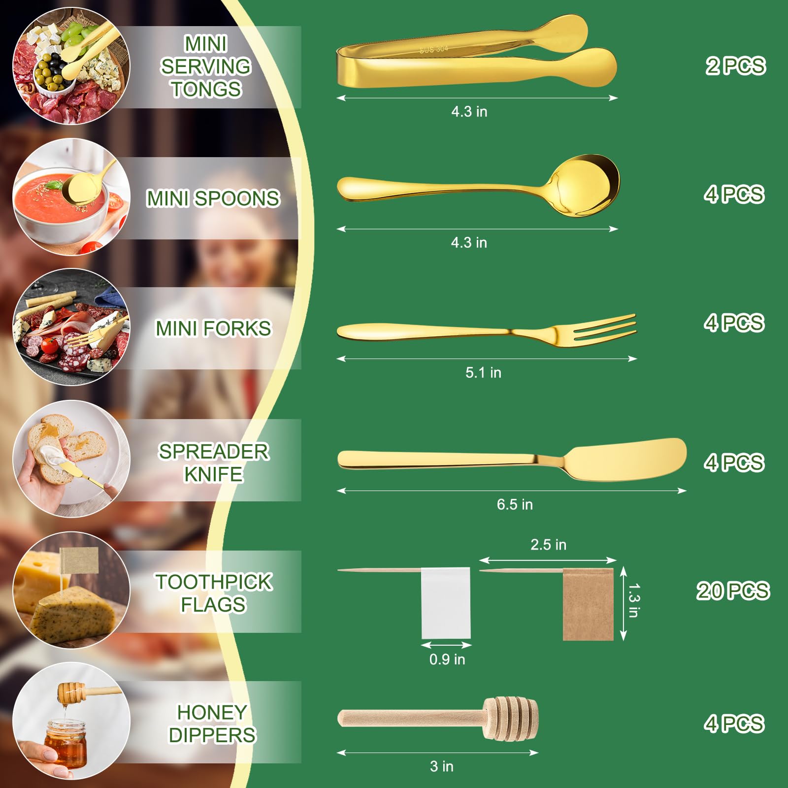 Qeirudu mini serving tongs ideal for picking bite-sized appetizers