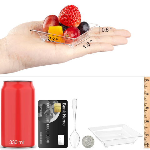 Qeirudu mini square plates with spoons for easy tasting portions.