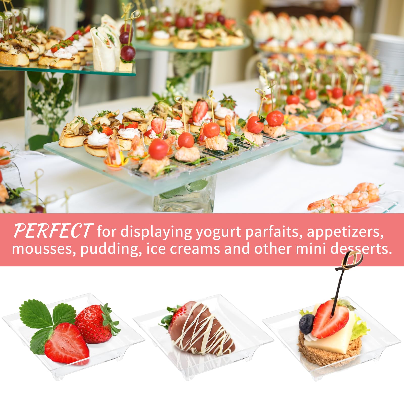 Qeirudu stackable 1 oz serving plates simplify storage.