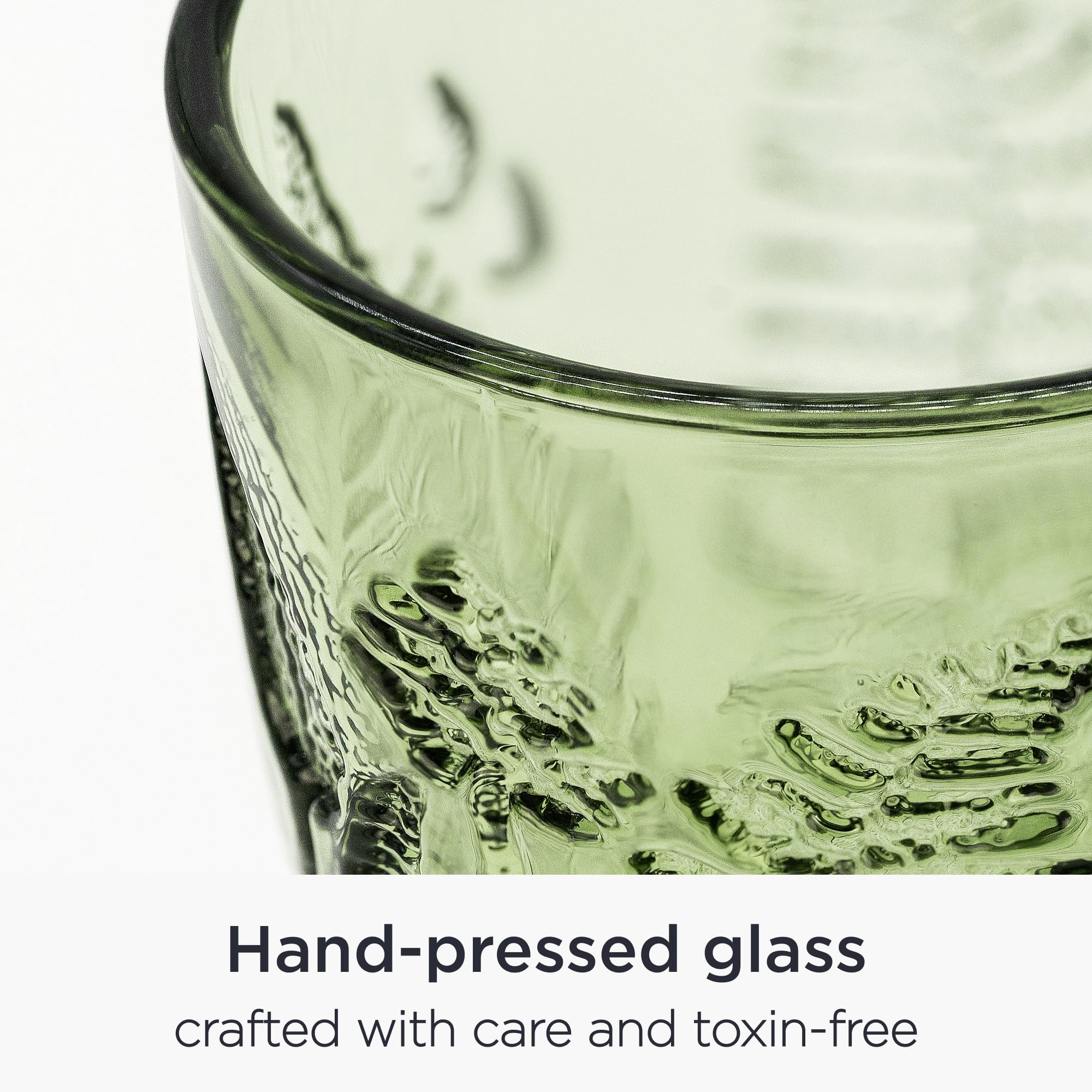 QELVIO color-infused green glass retains vibrant appearance.