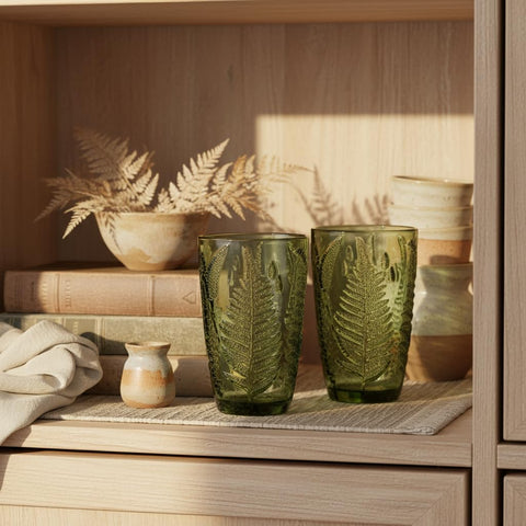 QELVIO dishwasher-safe green highball for easy cleaning.