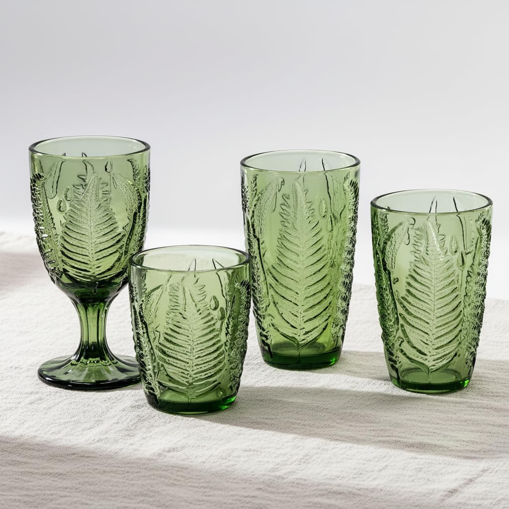 QELVIO retro-style boho glass cup for stylish tables.