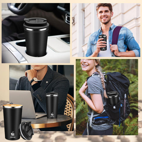 QEMAUUA travel mug easy-grip design; comfortable hold during commutes.