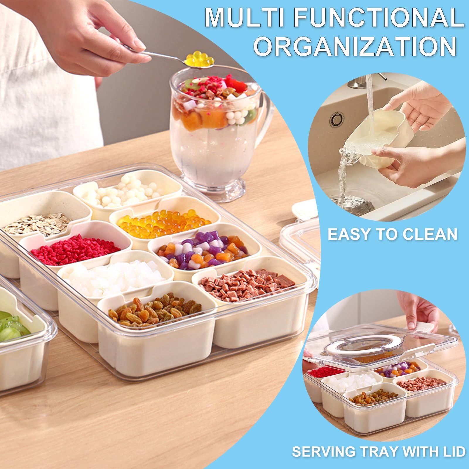 Qeosvve Snackle Box lid and handle demonstrate portable design for on-the-go munchies