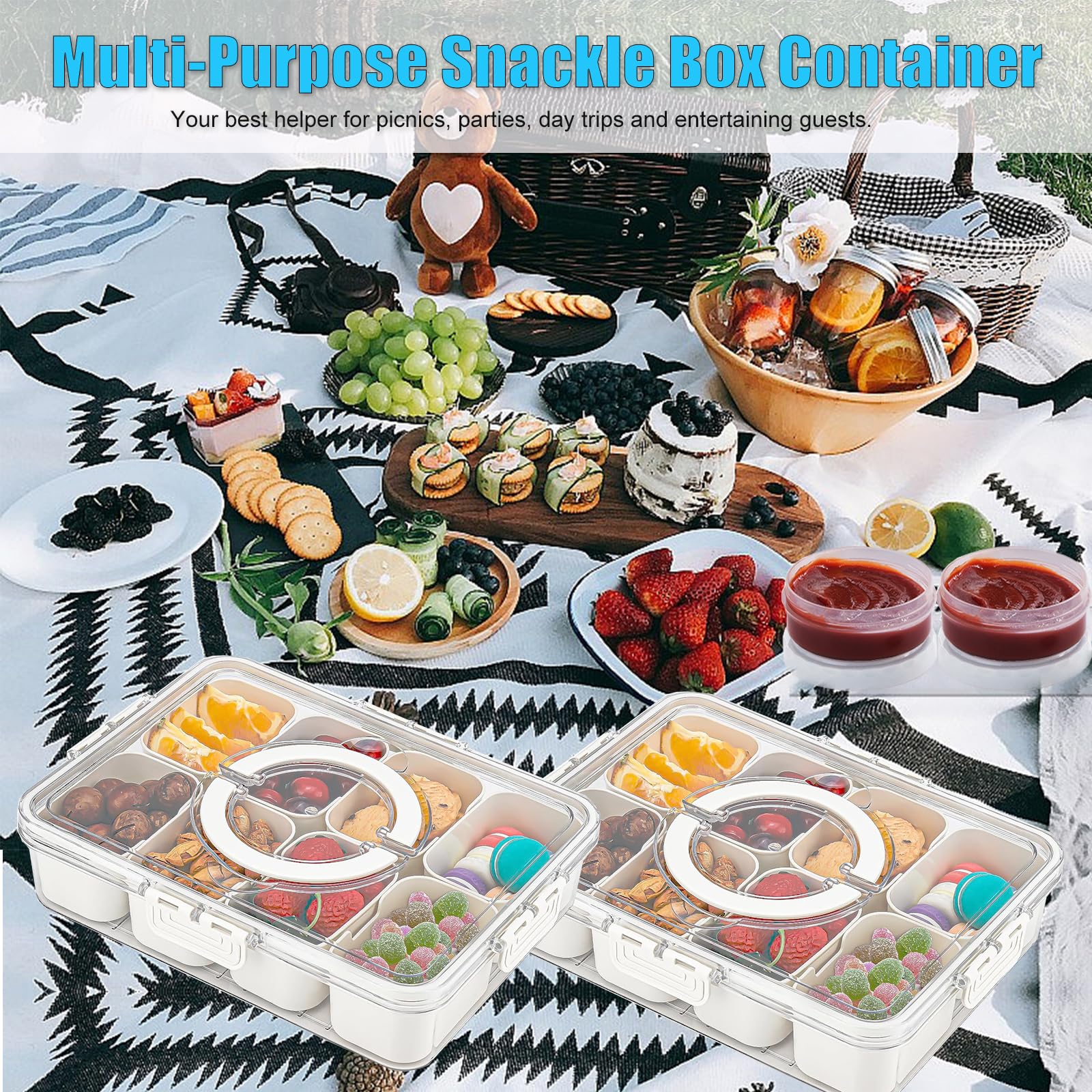 Qeosvve Snackle Box leak-proof seals with silicone ring for mess-free transport