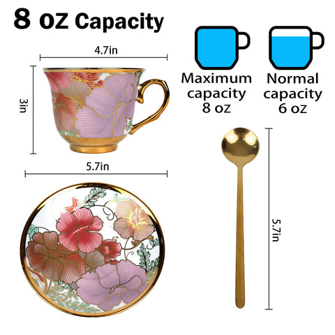 Qetoosur gold-trimmed saucers for elegant tea service.