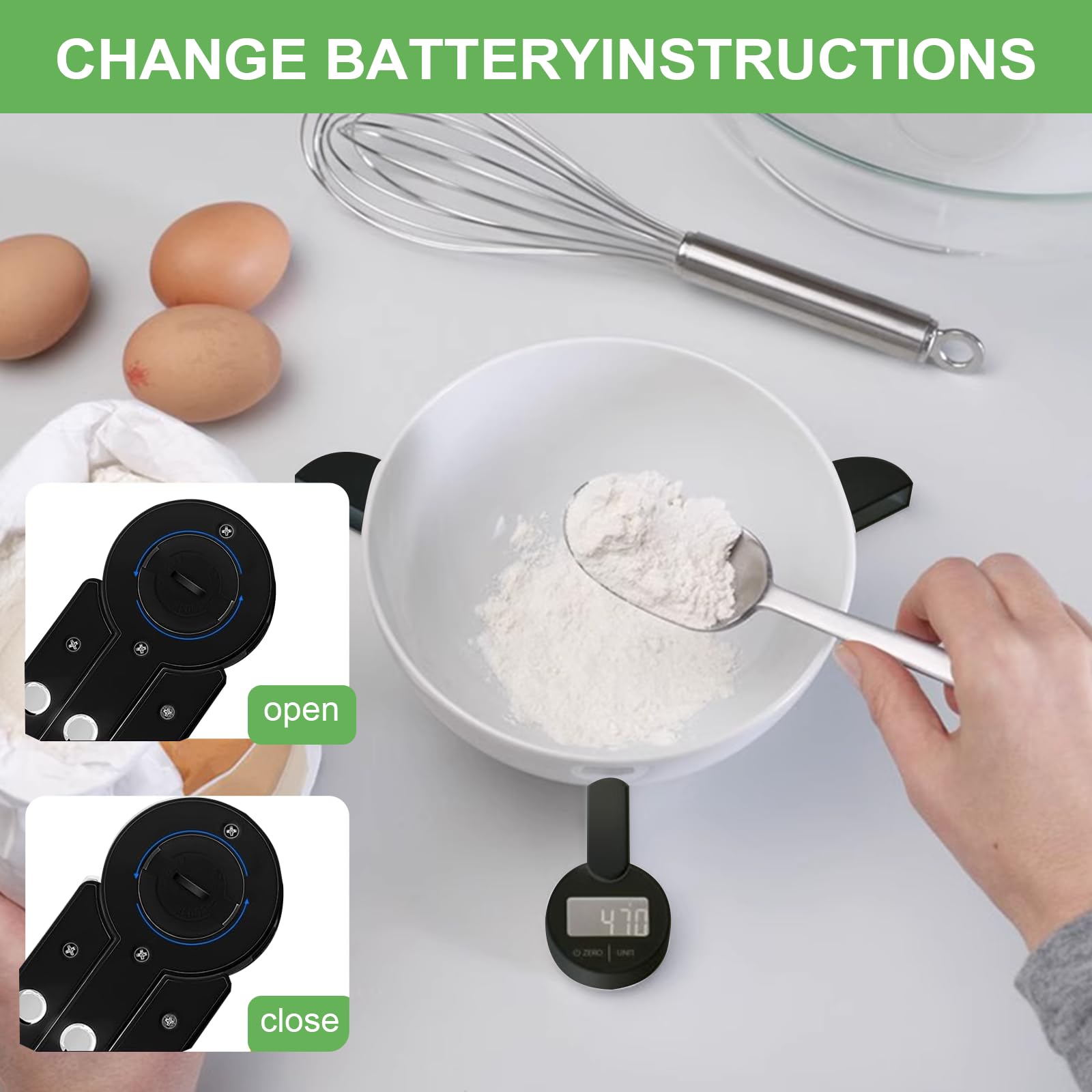 QFEISETH scale with automatic shutdown for battery efficiency.