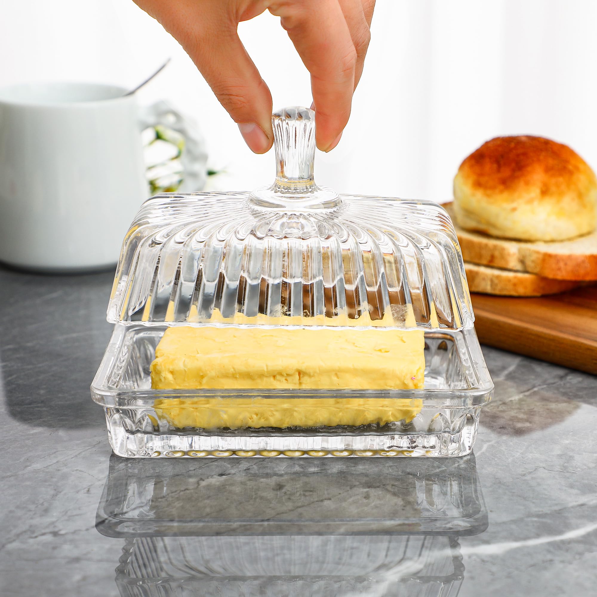 QFkris Butter Dish features intricate carvings that elevate kitchen décor.