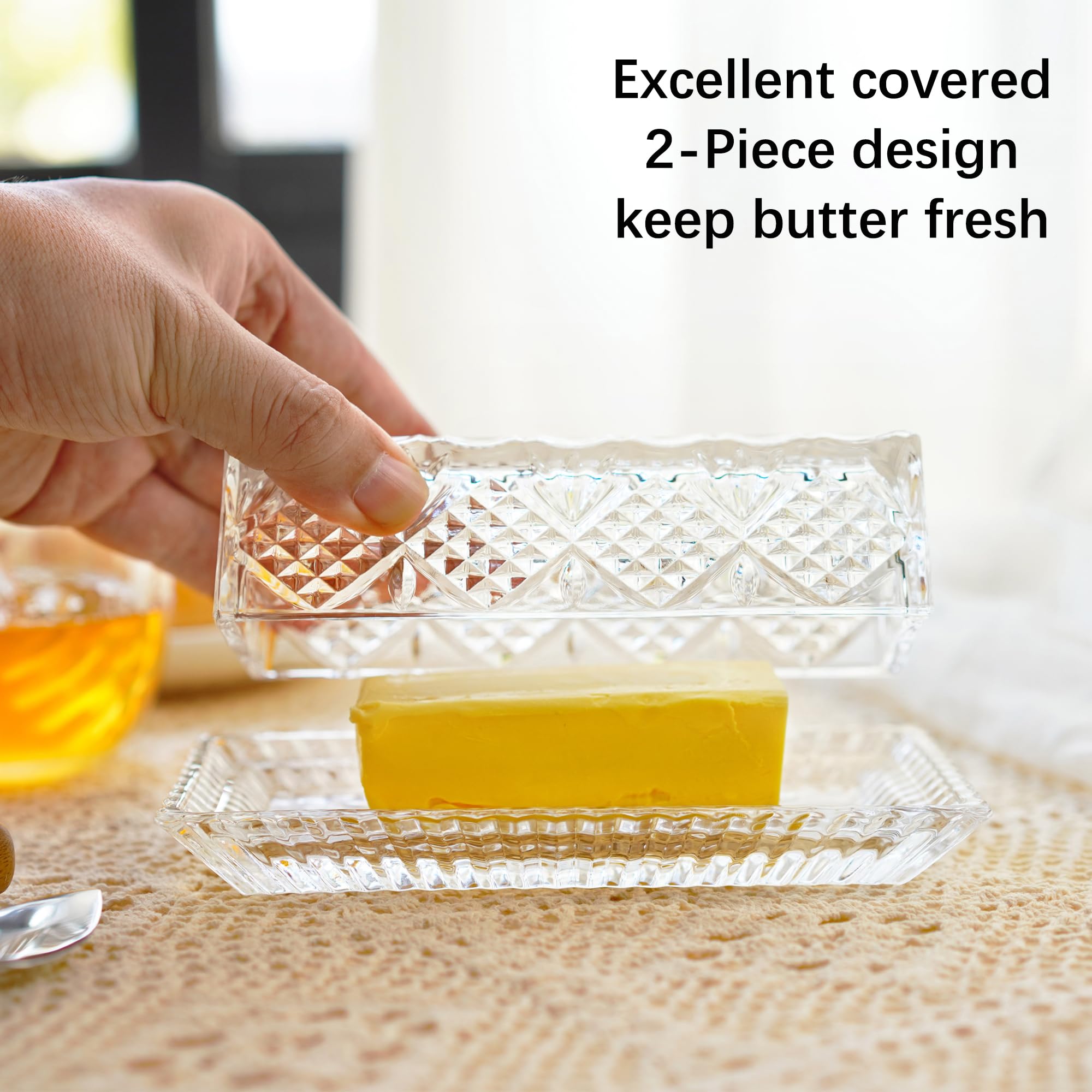 QFkris butter dish lid closed, front angle, elegant kitchen storage