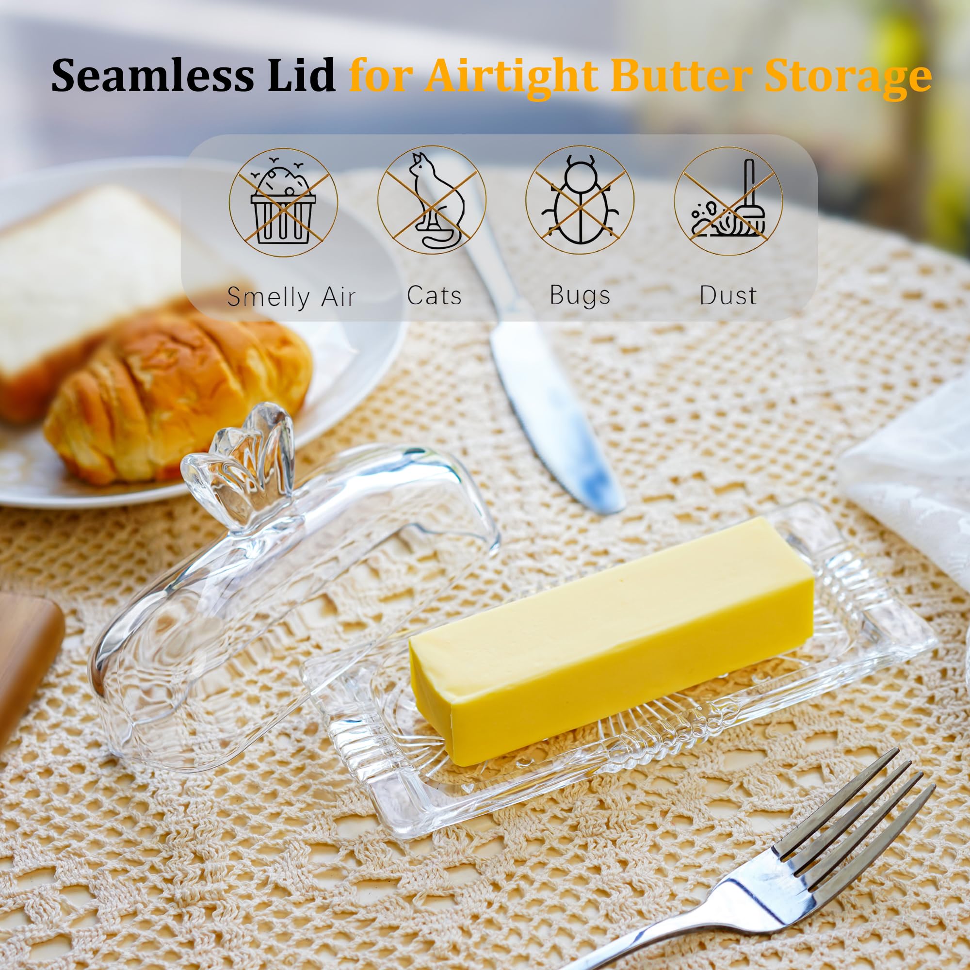 QFkris rectangular butter dish fits standard sticks in the fridge