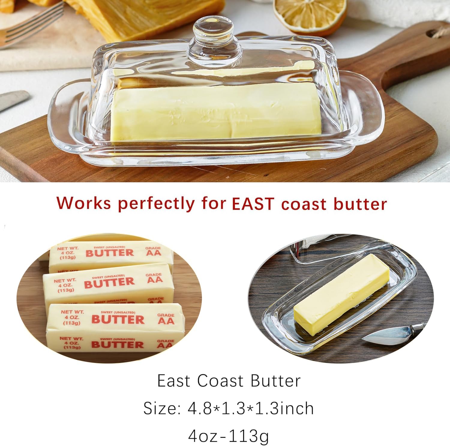 Rectangular modern design from QFkris butter dish for fridge or table.