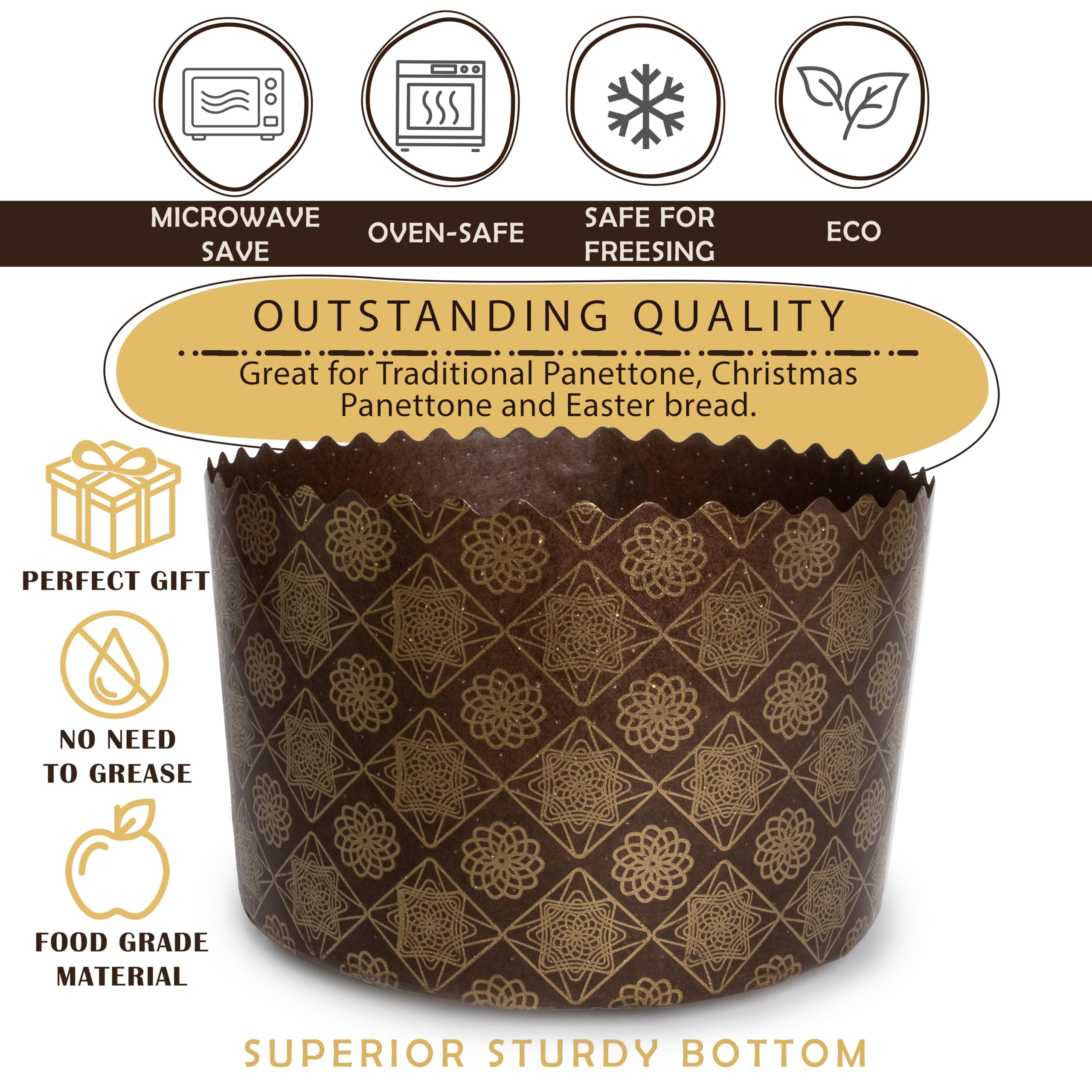 QG Group round panettone mold 15oz for even browning and shape.