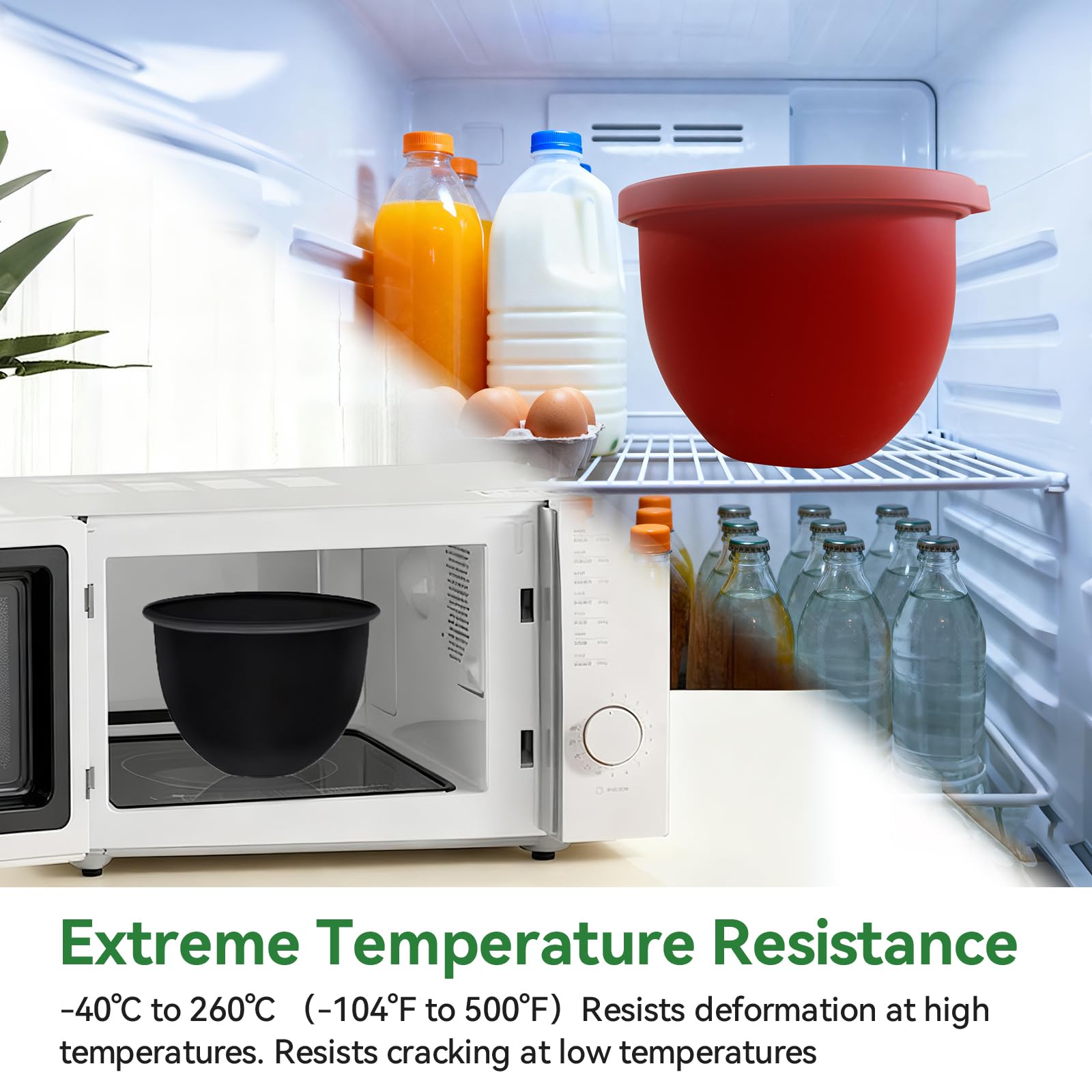 QHMENG silicone liner reduces noise during mixing in a KitchenAid bowl.