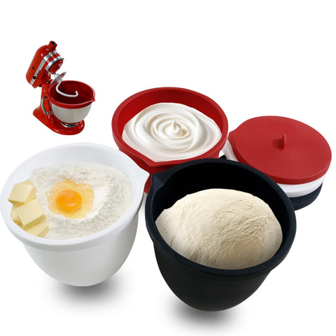 QHMENG silicone liner in a 5 qt KitchenAid bowl for scratch protection and easy mixing.
