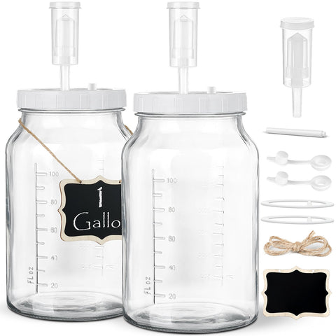 Qianfenie 2-pack 1-gallon fermentation jar with wide mouth and scale for easy loading