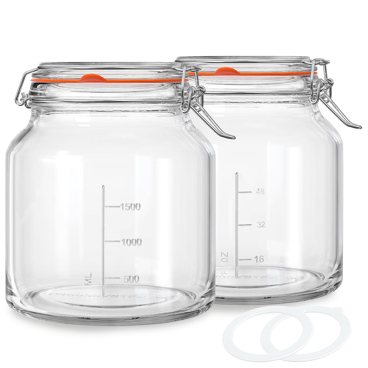 Qianfenie two-pack 79oz glass jars with lids for secure storage and long-lasting freshness