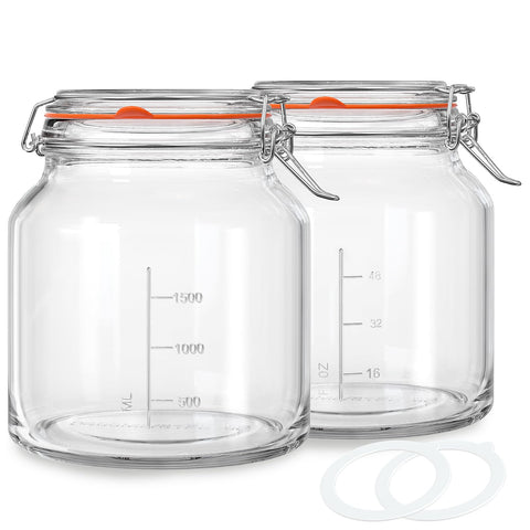 Qianfenie two-pack 79oz glass jars with lids for secure storage and long-lasting freshness