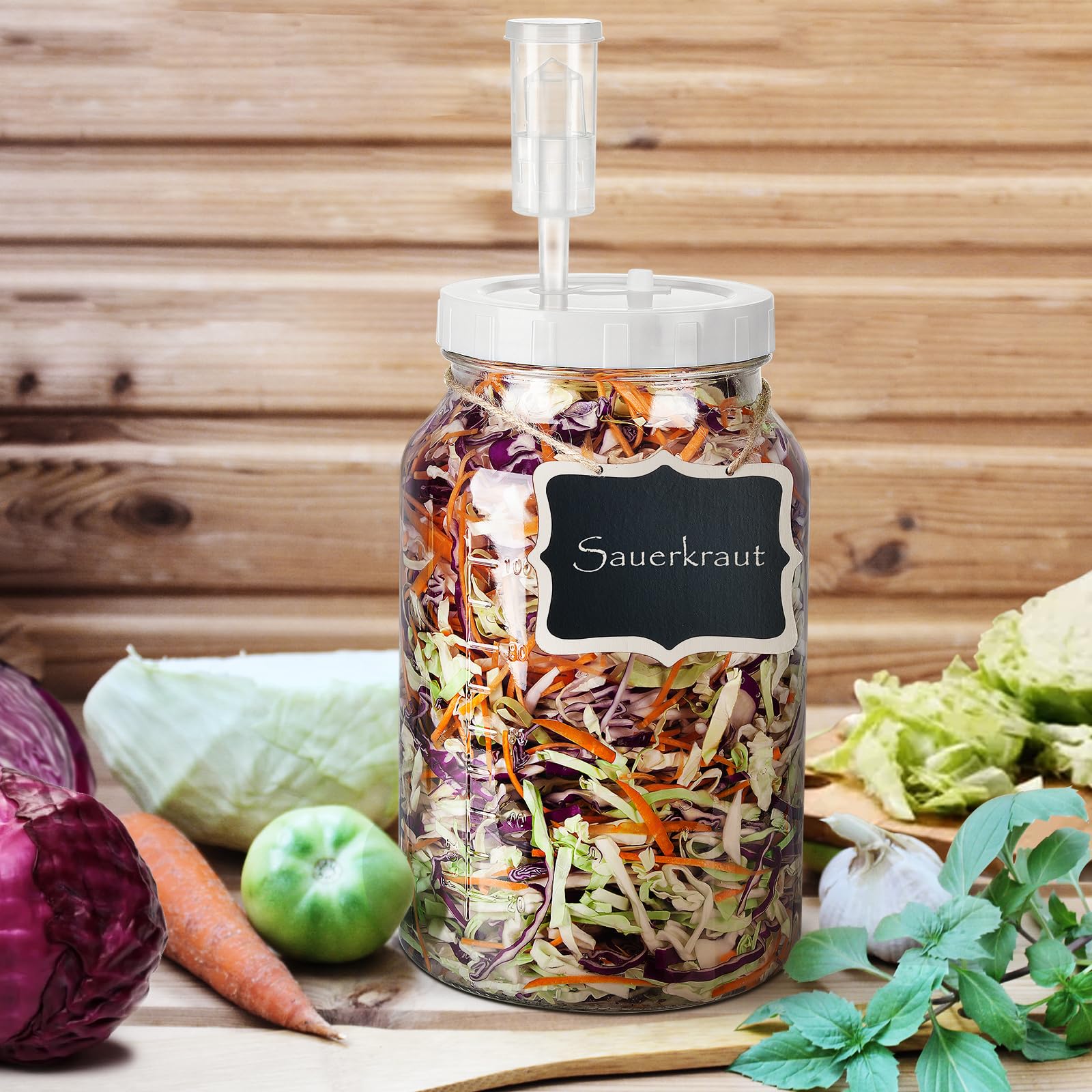 Qianfenie jar airlock system with three airlocks for steady CO2 release